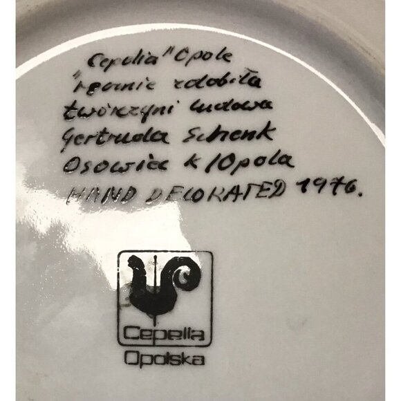 Polish Cepelia Opolska Hand Painted Dessert Plate, 1976 Signed ❤️ - Picture 3 of 3